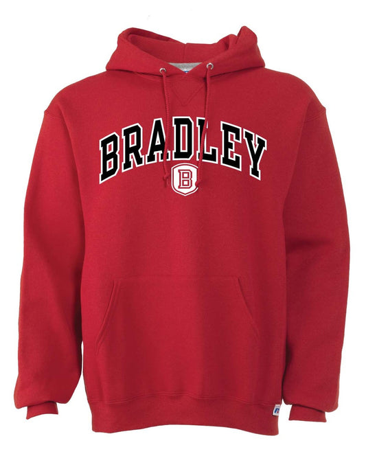 Bradley Braves  Adult Arch N' Logo Hooded Sweatshirt - Red