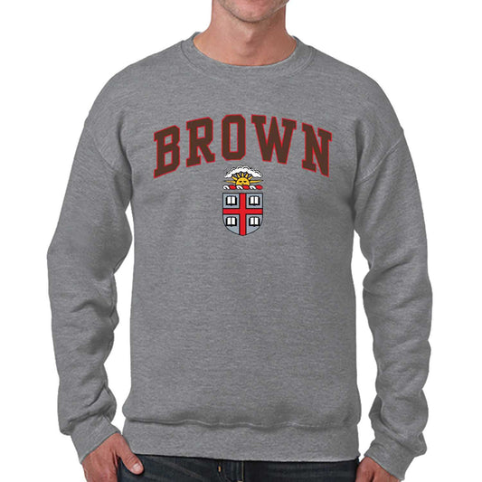 Brown Bears Campus Colors Adult Arch & Logo Soft Style Gameday Crewneck Sweatshirt  - Gray