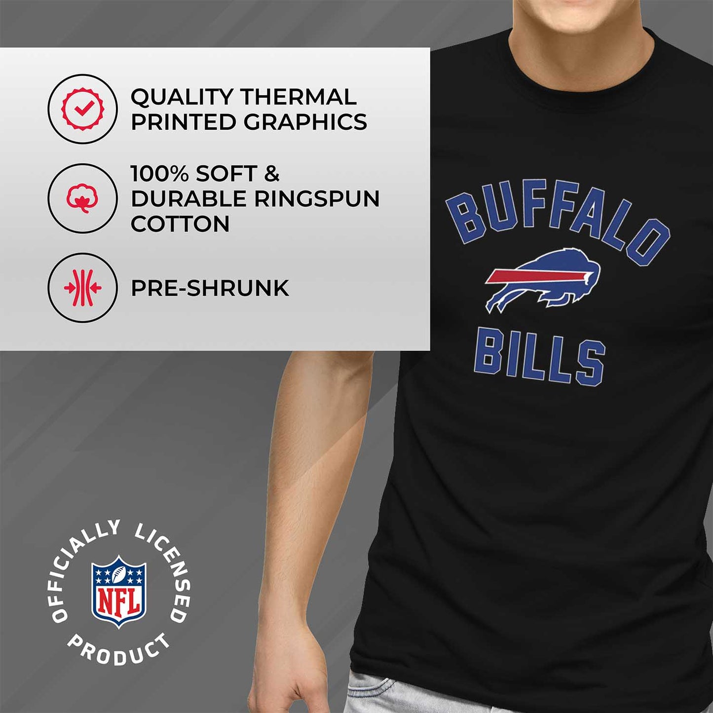 Buffalo Bills NFL Adult Gameday T-Shirt - Black