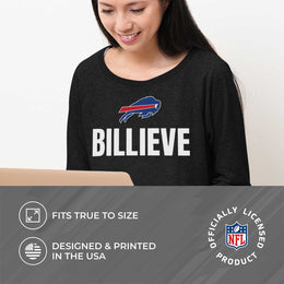 Buffalo Bills NFL Womens Plus Size Team Slogan Crew Neck - Black