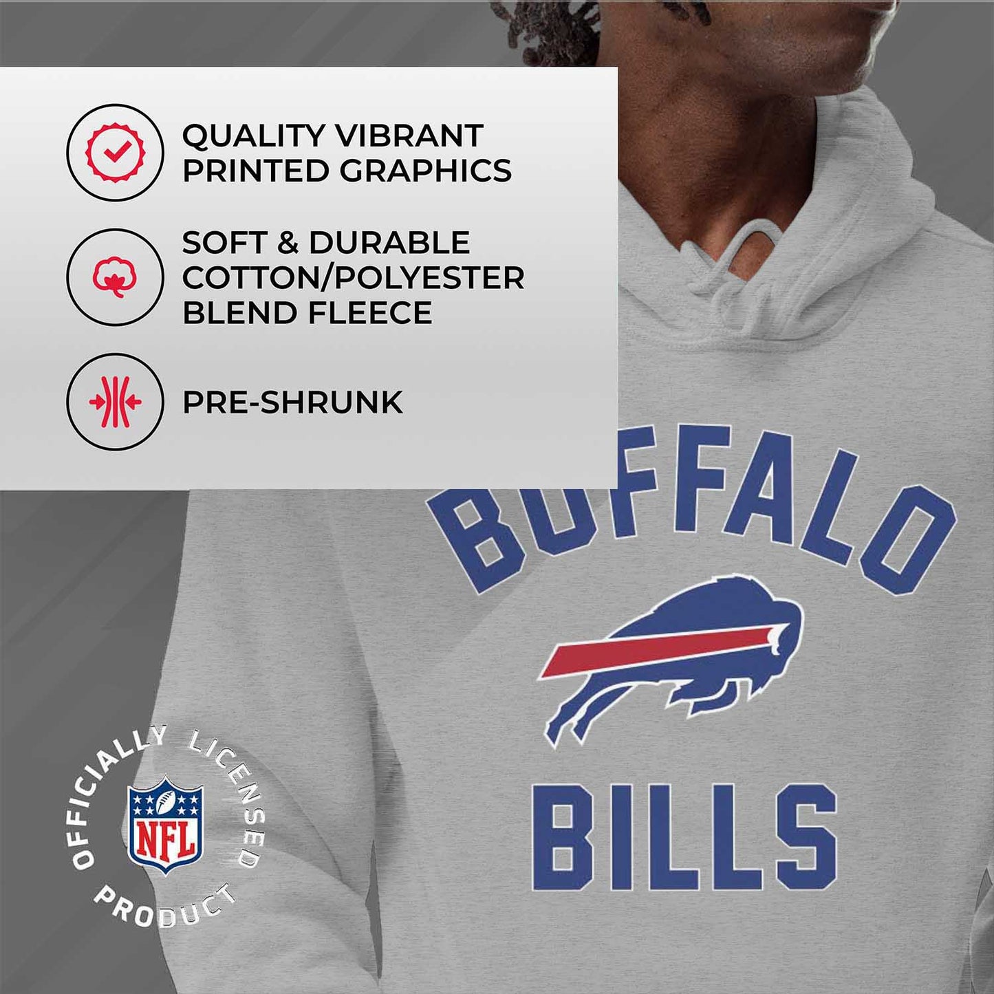 Buffalo Bills NFL Adult Gameday Hooded Sweatshirt - Sport Gray