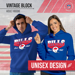 Buffalo Bills NFL Adult Unisex Vintage Block Ultra Soft Fleece Hooded Sweatshirt - Royal