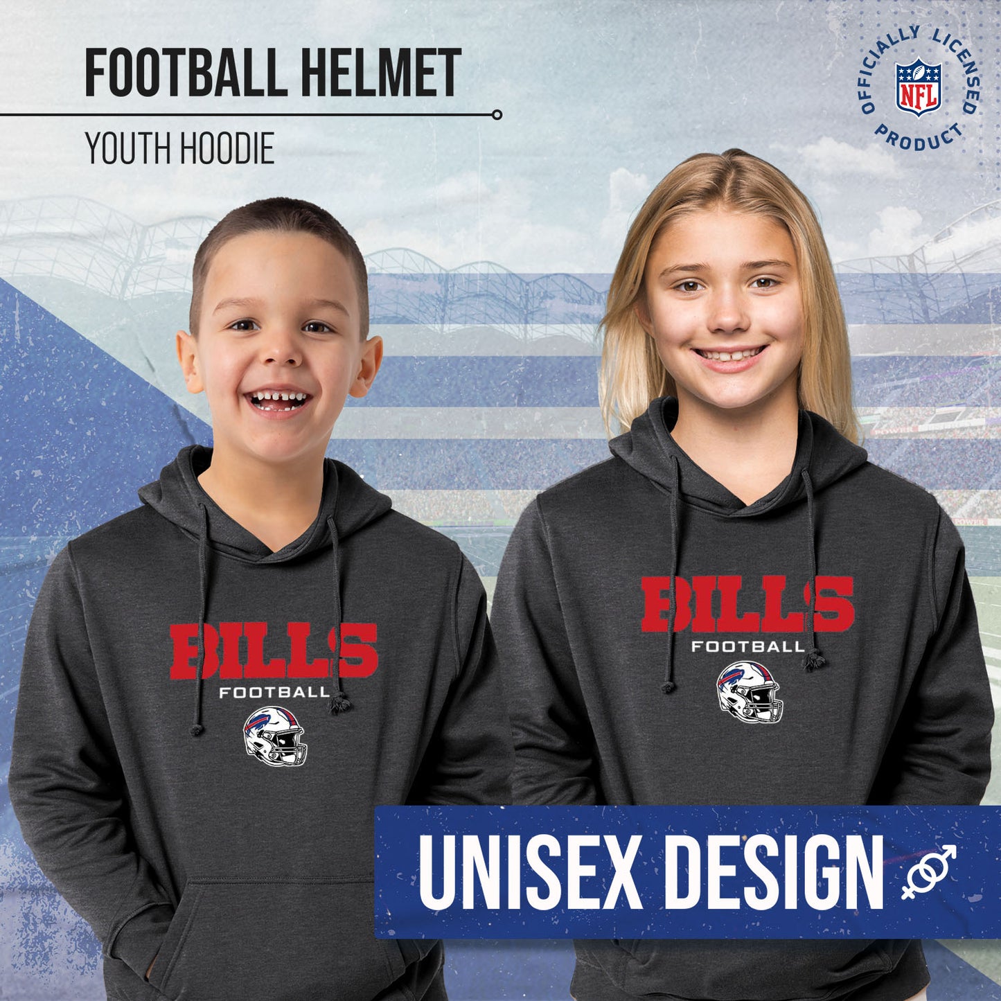 Buffalo Bills NFL Youth Football Helmet Hood - Charcoal