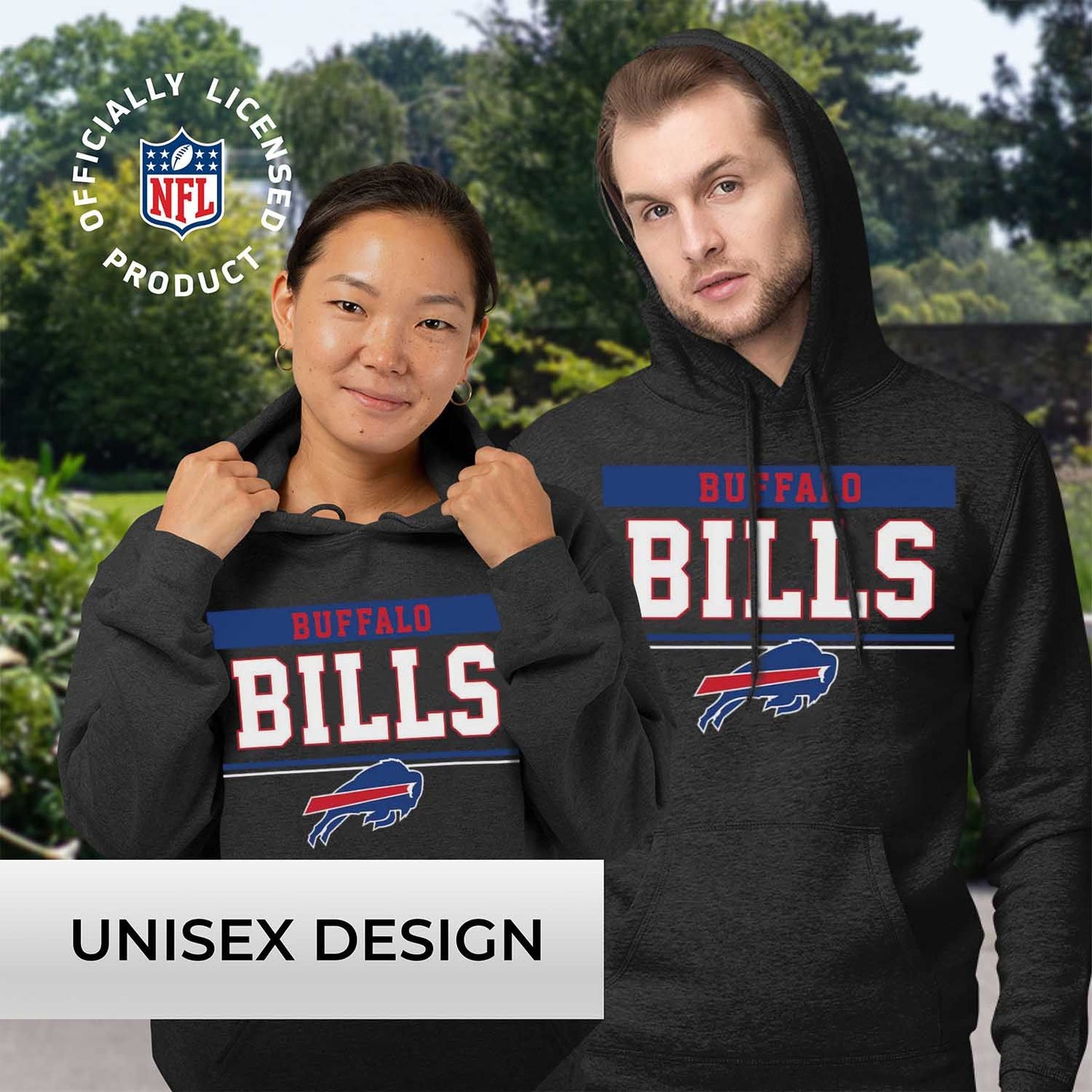 Buffalo Bills NFL Adult Gameday Charcoal Hooded Sweatshirt - Charcoal