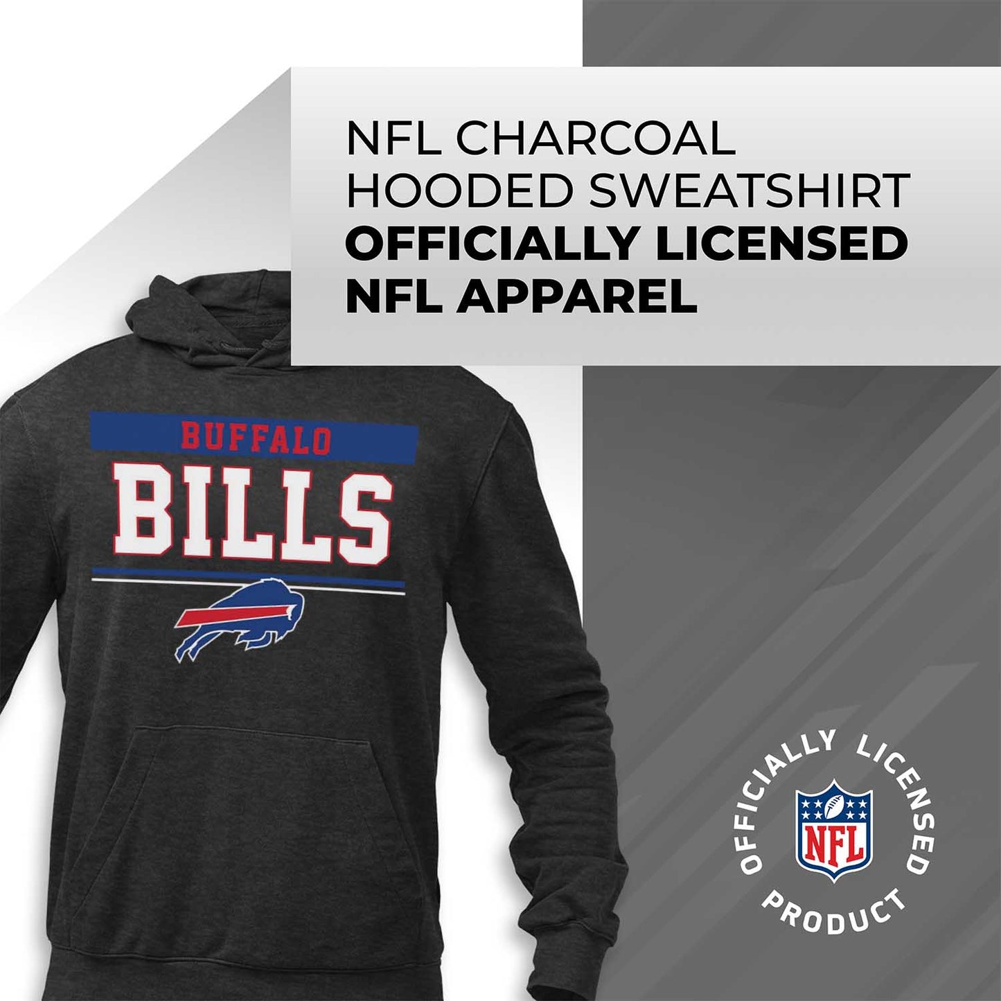 Buffalo Bills NFL Adult Gameday Charcoal Hooded Sweatshirt - Charcoal