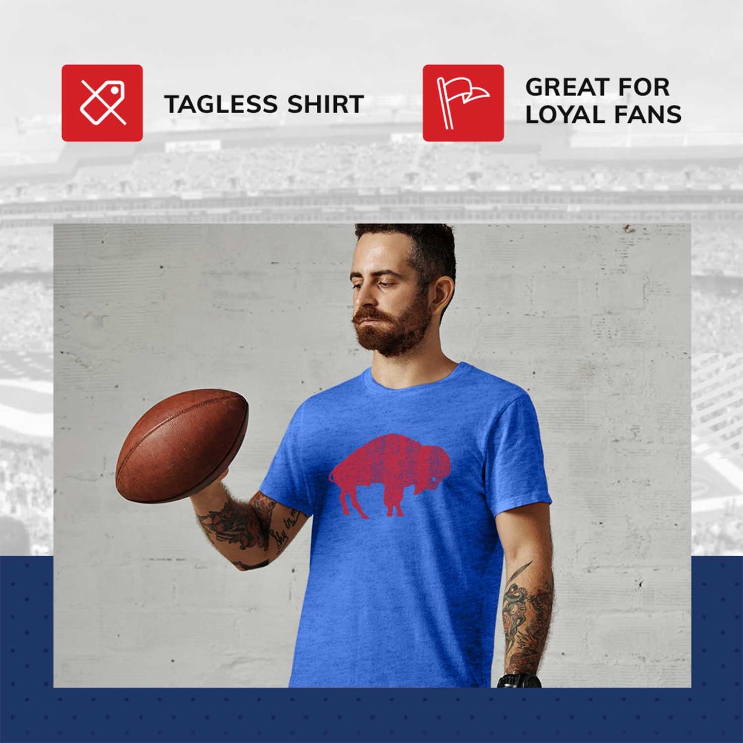 Buffalo Bills NFL Modern Throwback T-shirt - Royal