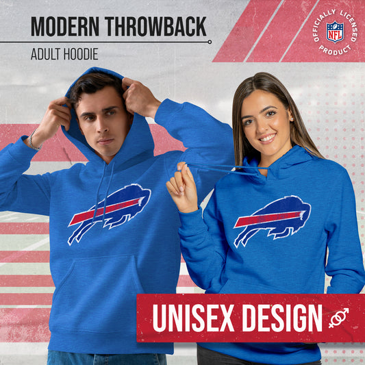 Buffalo Bills NFL Adult Unisex Modern Throwback Ultra Soft Fleece Hooded Sweatshirt - Blue