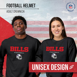 Buffalo Bills Adult NFL Football Helmet Heather Crewneck Sweatshirt - Charcoal