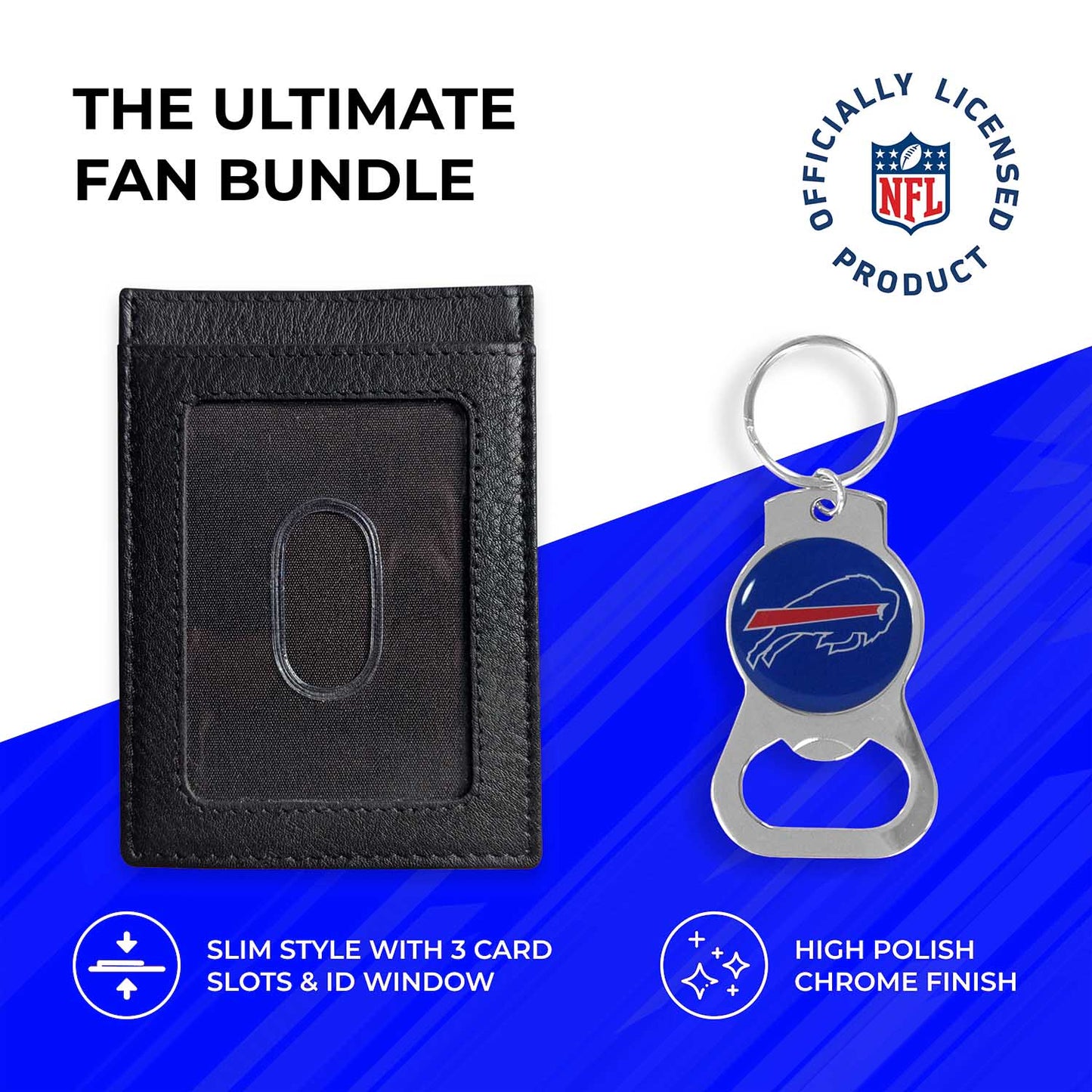 Buffalo Bills NFL Bottle Opener Keychain Bundle - Black