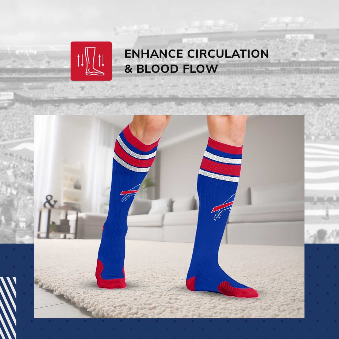 Buffalo Bills NFL Adult Knee High-Performance Socks - Royal