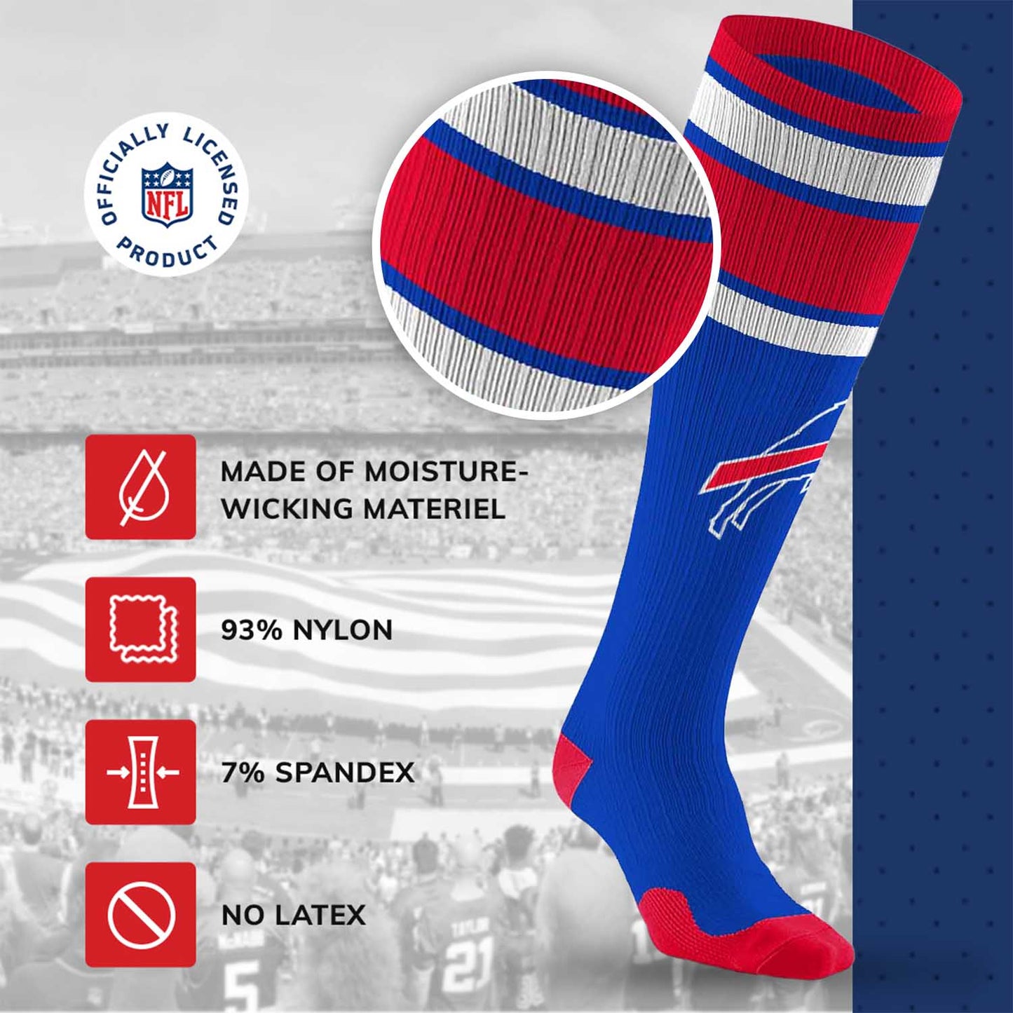 Buffalo Bills NFL Adult Knee High-Performance Socks - Royal