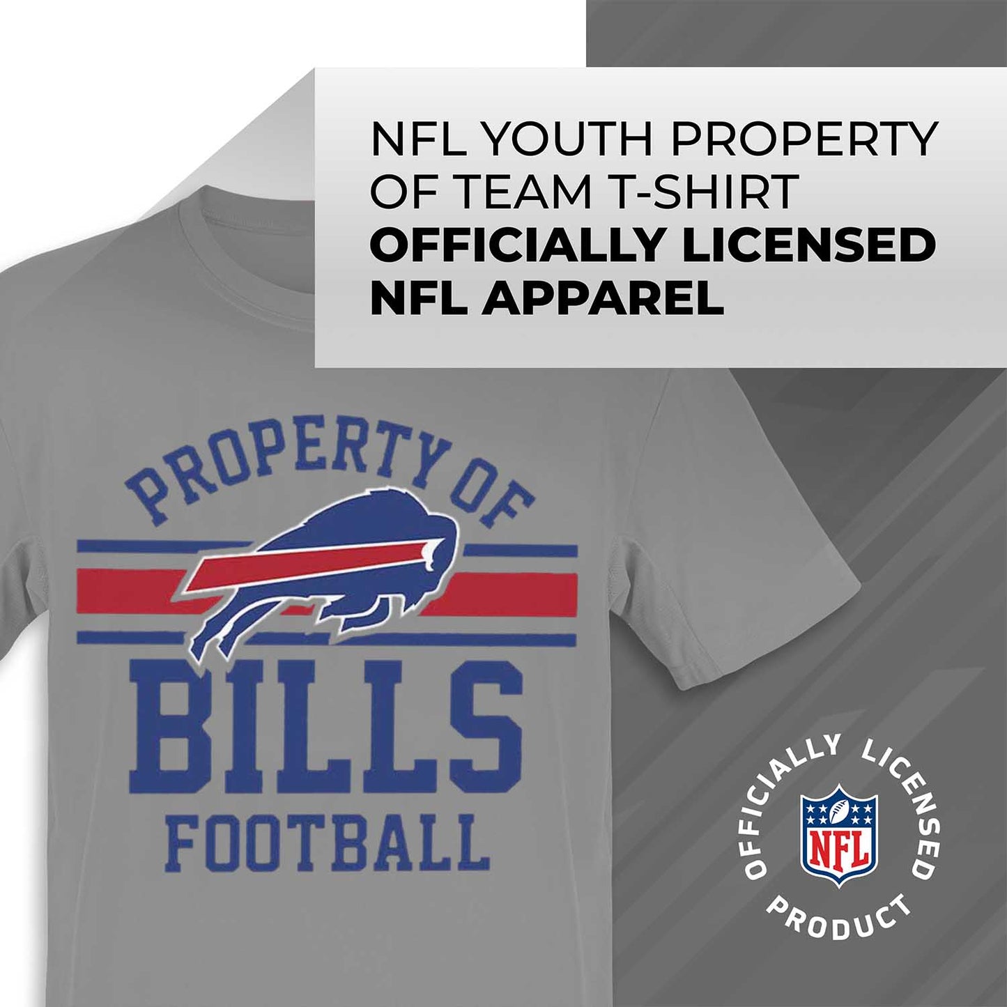 Buffalo Bills NFL Youth Property Of Short Sleeve Lightweight T Shirt - Sport Gray