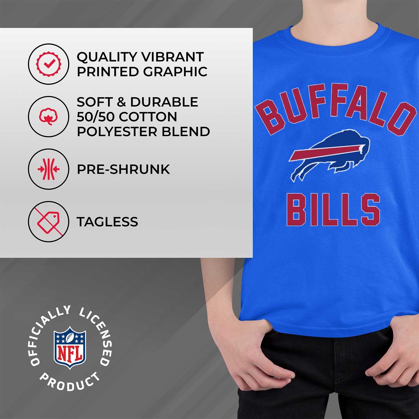 Buffalo Bills NFL Youth Gameday Football T-Shirt - Royal