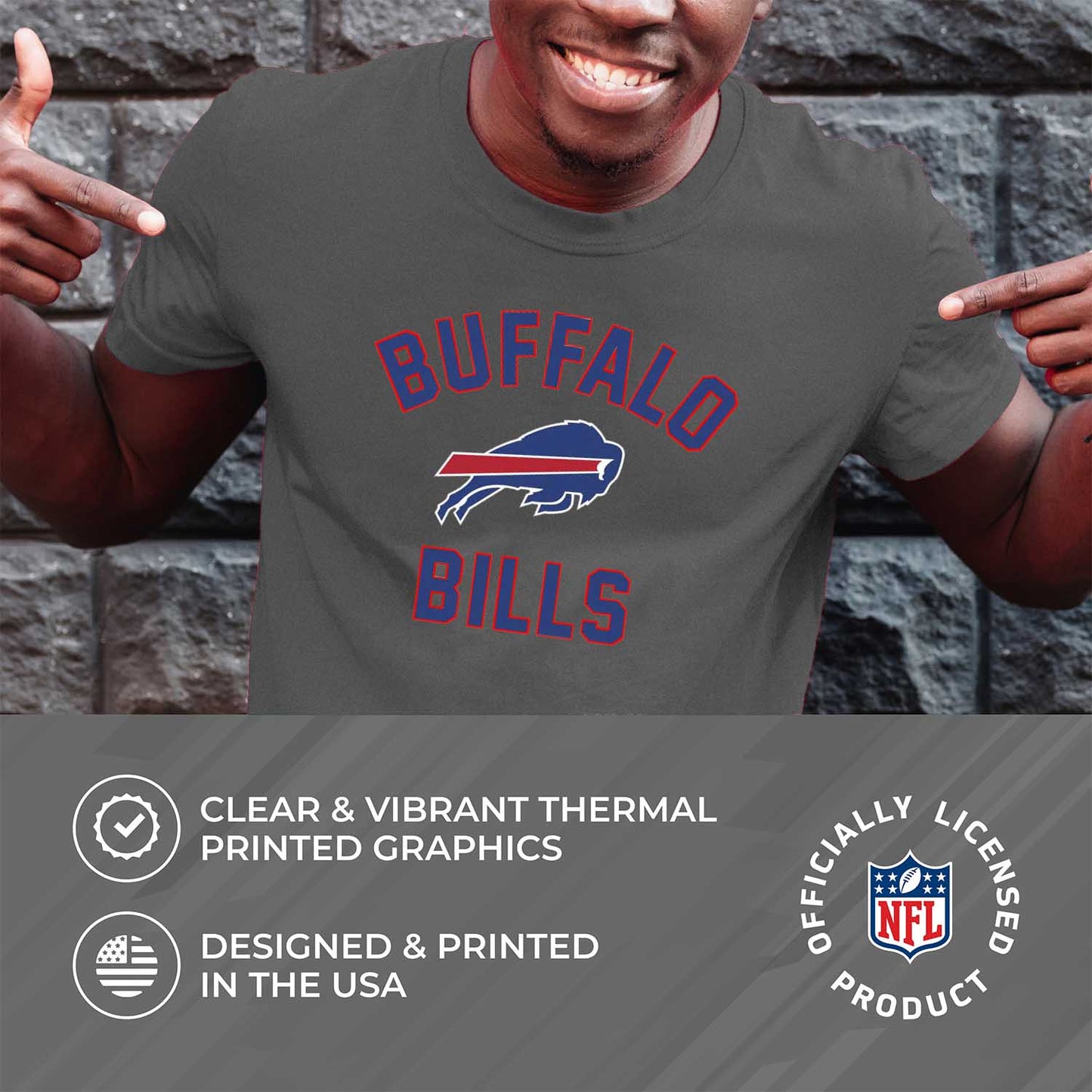 Buffalo Bills NFL Adult Gameday T-Shirt - Sport Gray