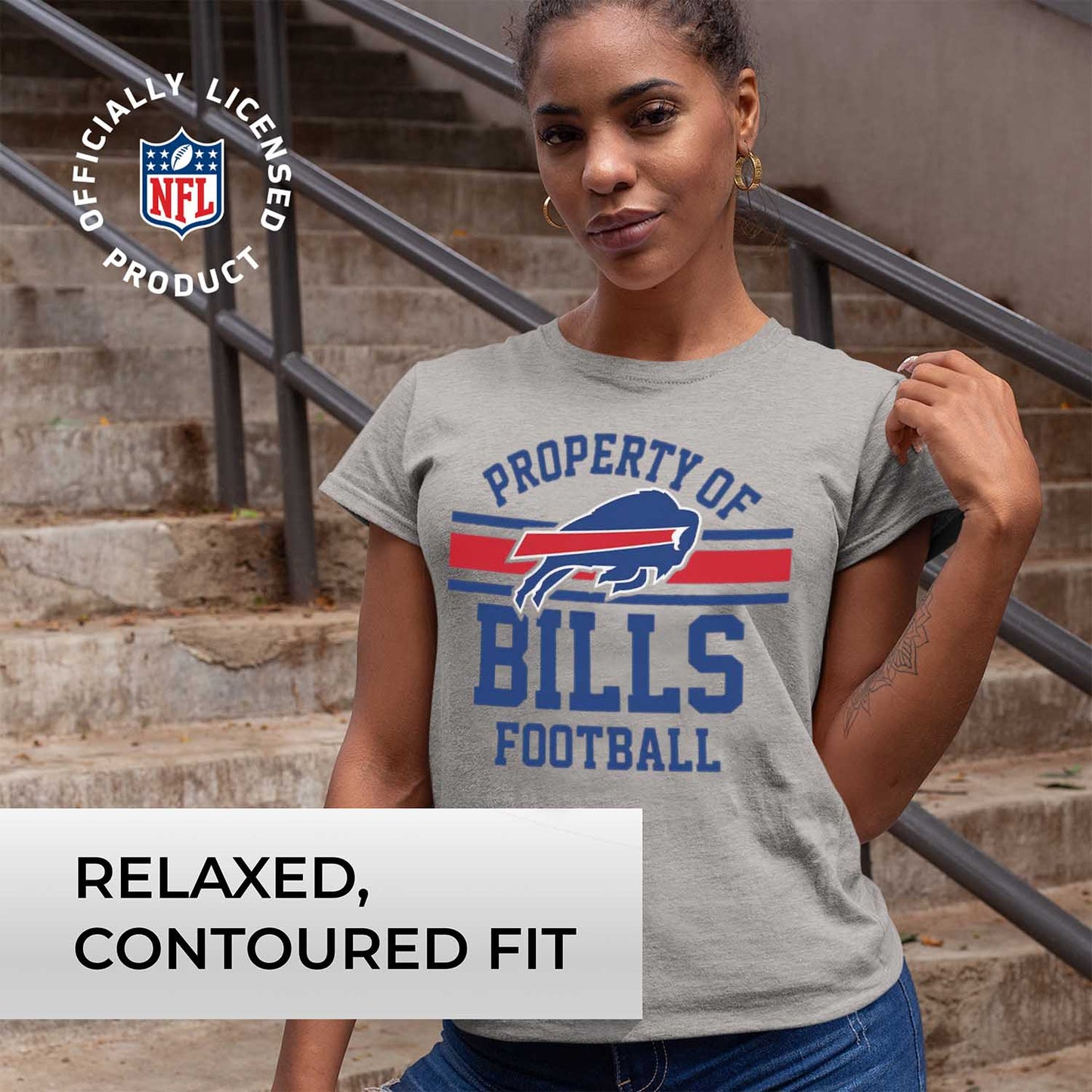 Buffalo Bills NFL Women's Property Of Lightweight Plus Size T-Shirt - Sport Gray