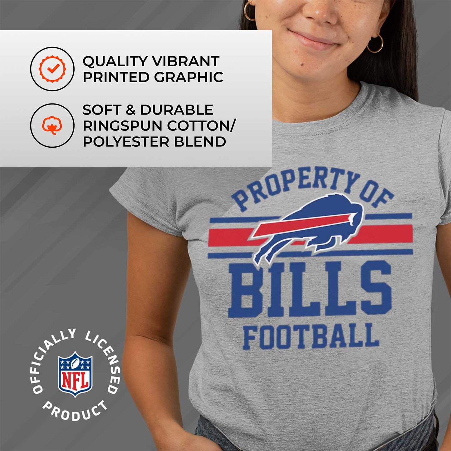 Buffalo Bills NFL Women's Property Of Lightweight Plus Size T-Shirt - Sport Gray