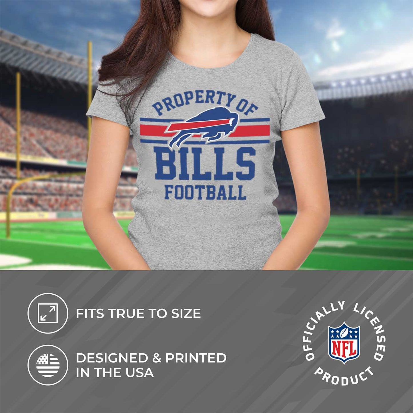 Buffalo Bills NFL Women's Property Of Lightweight Plus Size T-Shirt - Sport Gray