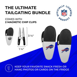 Buffalo Bills NFL Two Piece Grilling Tools Set with 2 Magnet Chip Clips - Chrome