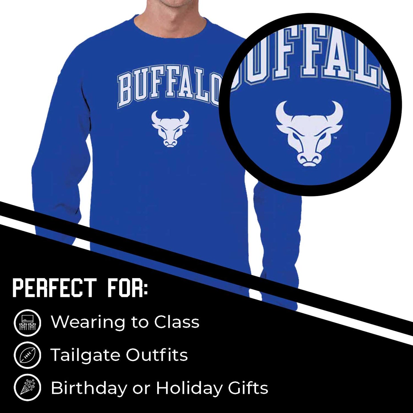 Buffalo Bulls Adult Arch & Logo Soft Style Gameday Crewneck Sweatshirt - Royal