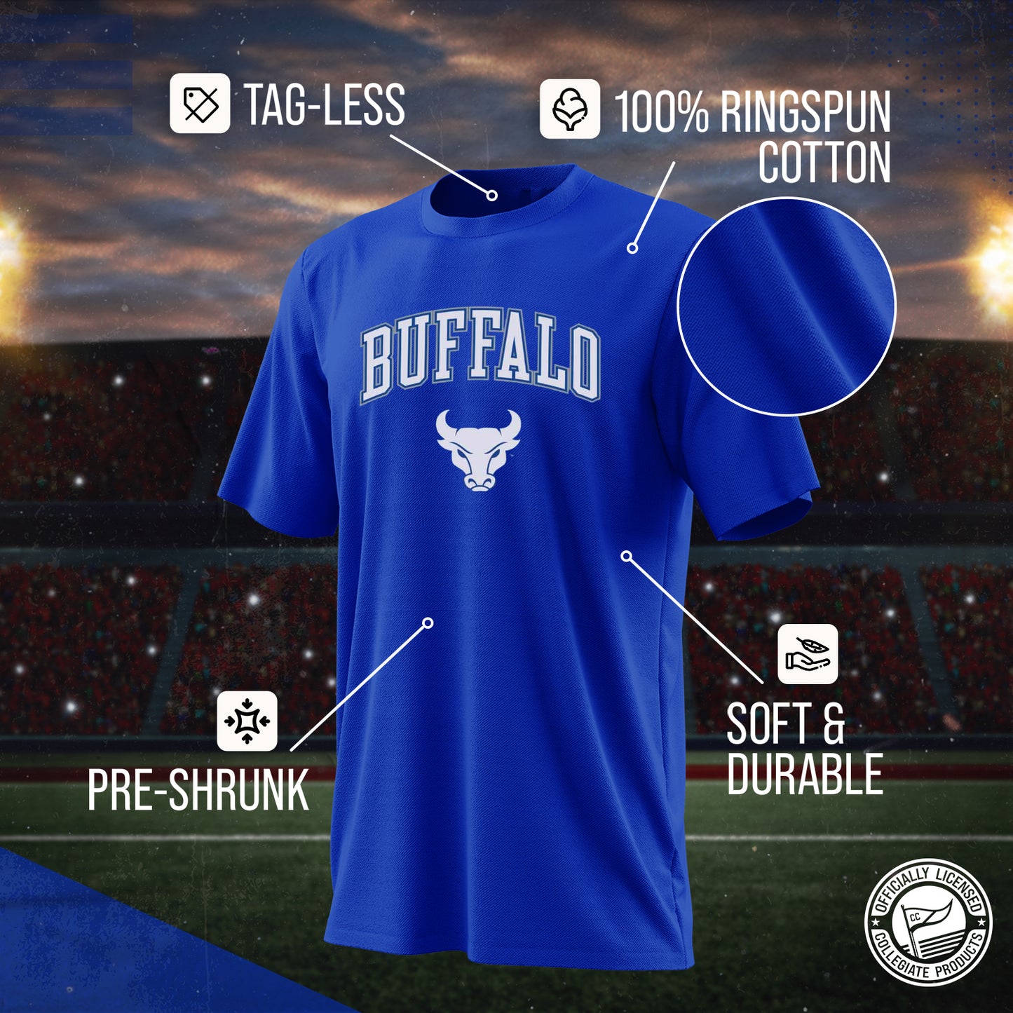 Buffalo Bulls NCAA Adult Gameday Cotton T-Shirt - Royal