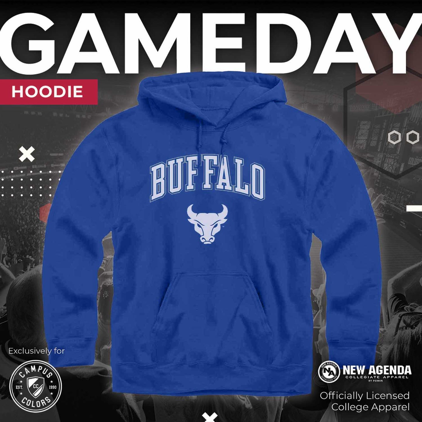 Buffalo Bulls Adult Arch & Logo Soft Style Gameday Hooded Sweatshirt - Royal