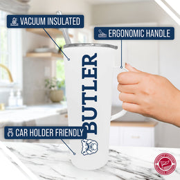 Butler Bulldogs NCAA Stainless Steel 20oz Roadie With Handle & Dual Option Lid With Straw - White