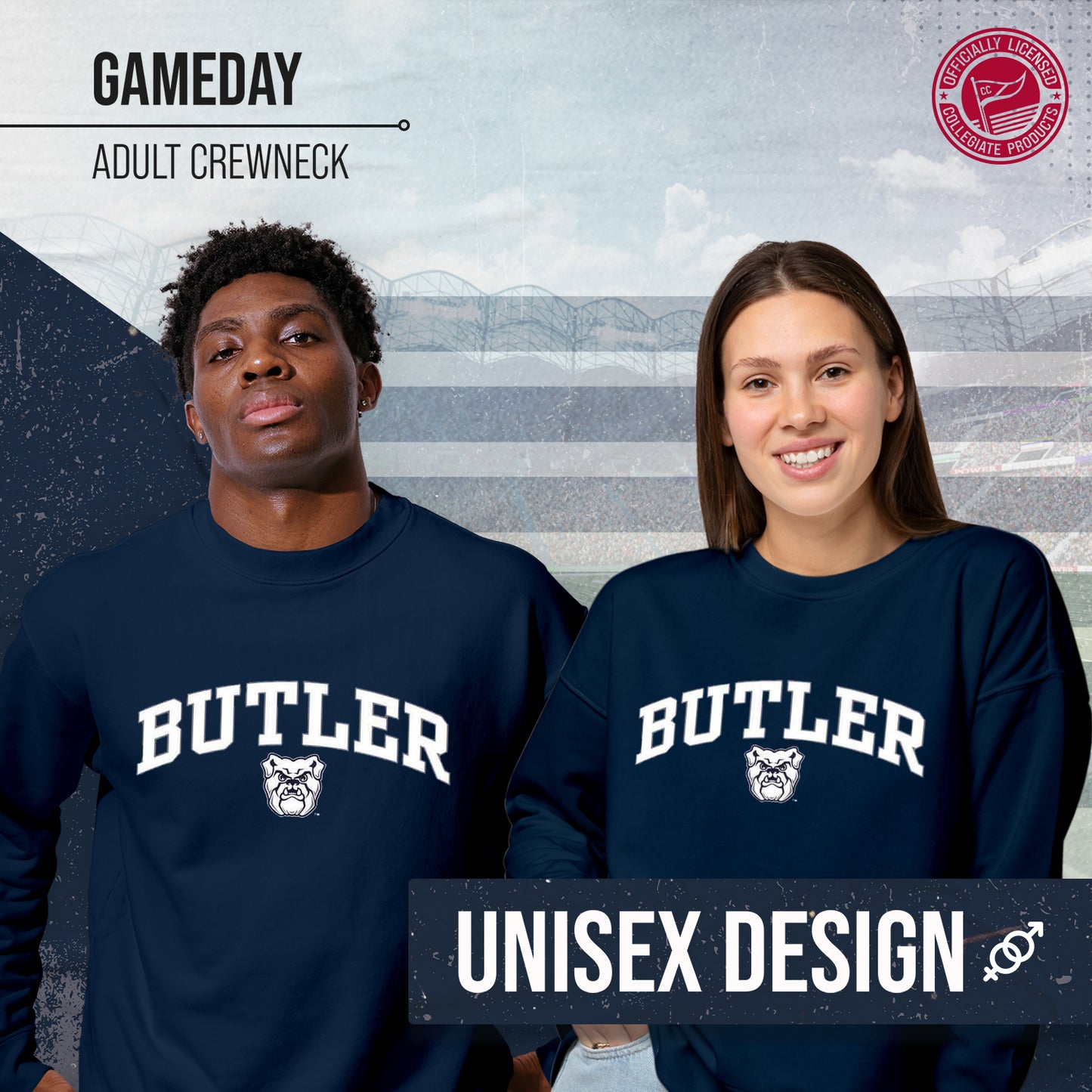 Butler Bulldogs Adult Arch & Logo Soft Style Gameday Crewneck Sweatshirt - Navy