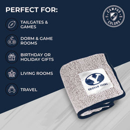 BYU Cougars NCAA Silk Sherpa College Throw Blanket - Navy
