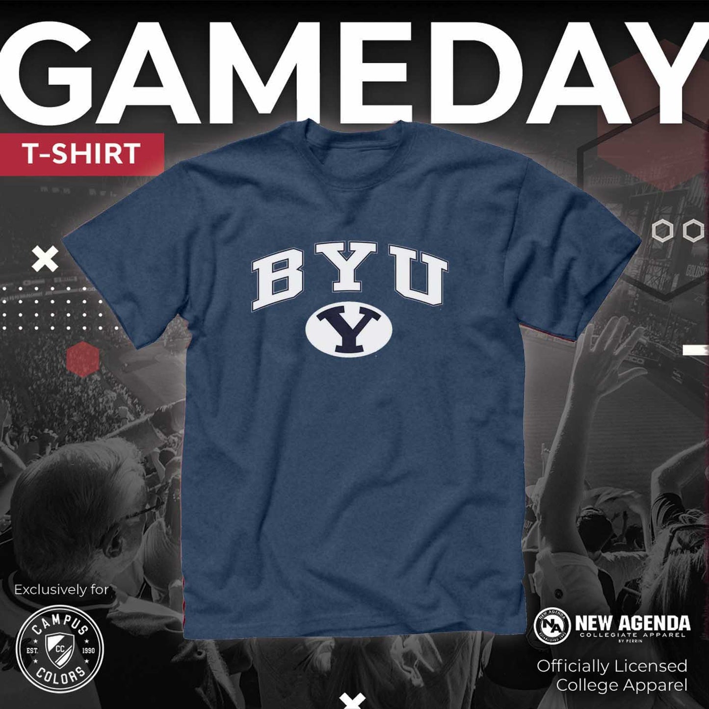 BYU Cougars NCAA Adult Gameday Cotton T-Shirt - Navy
