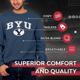 BYU Cougars Adult Arch & Logo Soft Style Gameday Crewneck Sweatshirt - Navy
