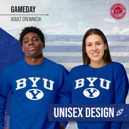 BYU Cougars Adult Arch & Logo Soft Style Gameday Crewneck Sweatshirt - Navy
