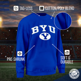 BYU Cougars Adult Arch & Logo Soft Style Gameday Crewneck Sweatshirt - Navy