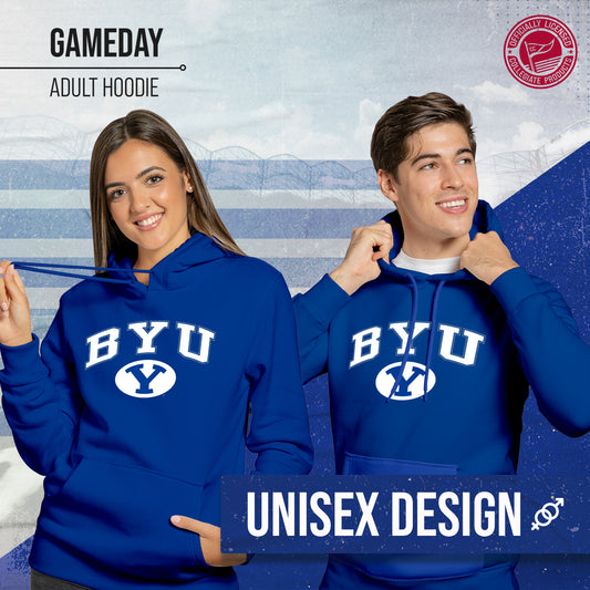 BYU Cougars Adult Arch & Logo Soft Style Gameday Hooded Sweatshirt - Navy