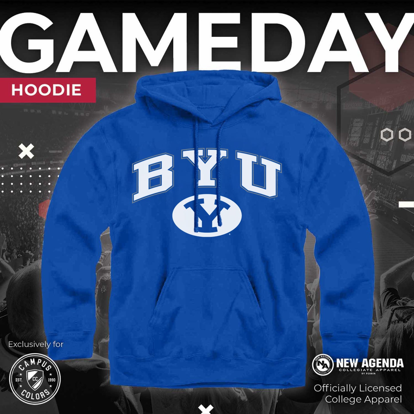 BYU Cougars Adult Arch & Logo Soft Style Gameday Hooded Sweatshirt - Navy