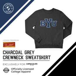 BYU Cougars Colligate Adult Charcoal Crewneck Fleece Sweatshirt - Charcoal