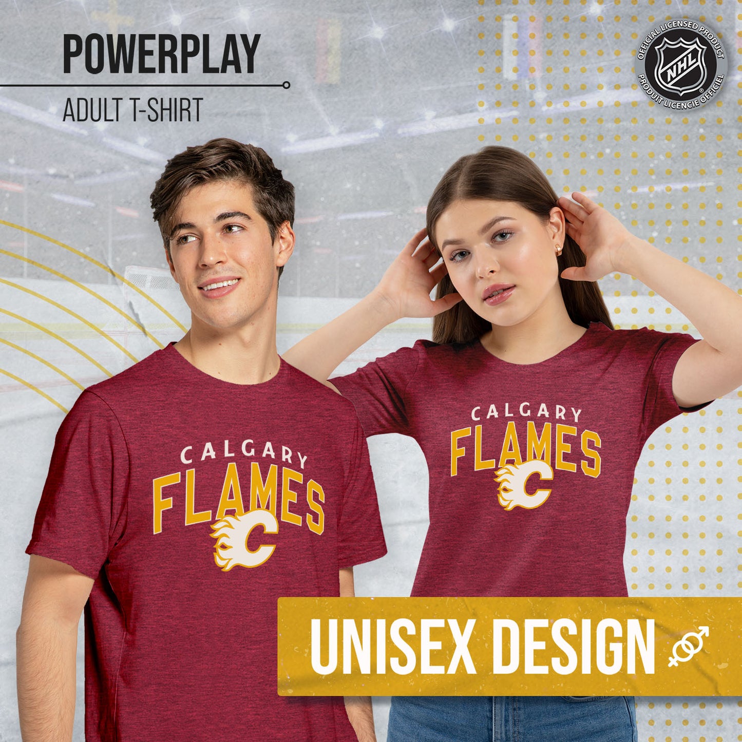 Calgary Flames NHL Adult Powerplay Heathered Unisex T-Shirt - Red