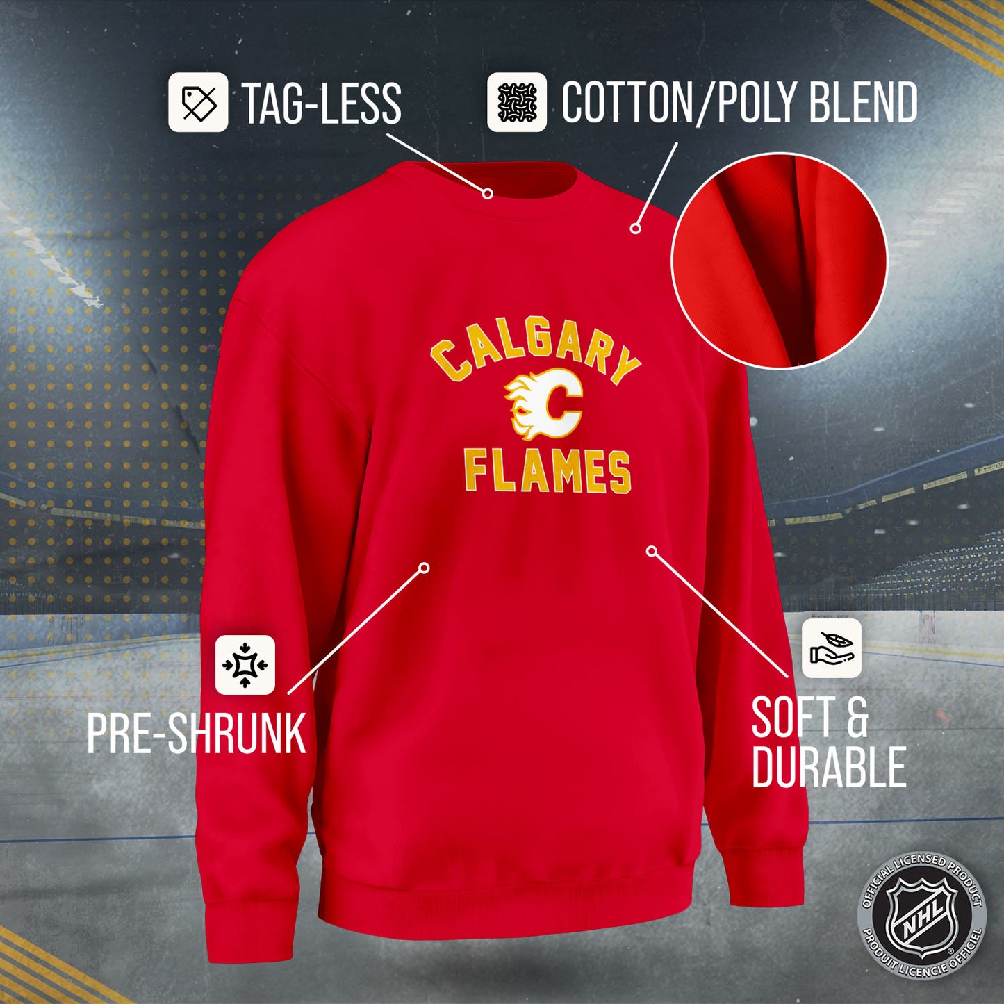 Calgary Flames Adult NHL Gameday Crewneck Sweatshirt - Red