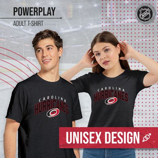 Carolina Hurricanes NHL Adult Powerplay Heathered Unisex T-Shirt - Black Heather