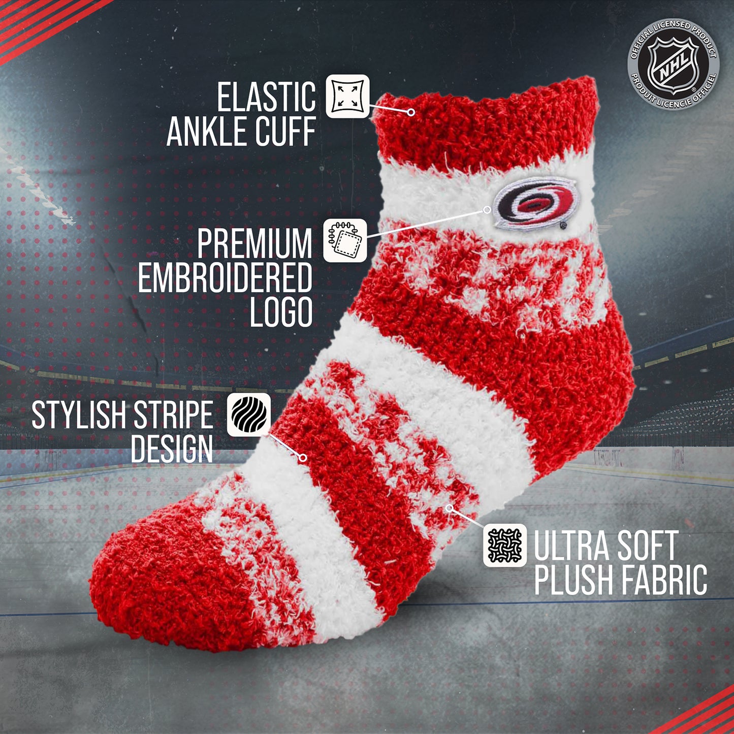 Carolina Hurricanes NHL Unisex Cozy Sleep Socks - Red