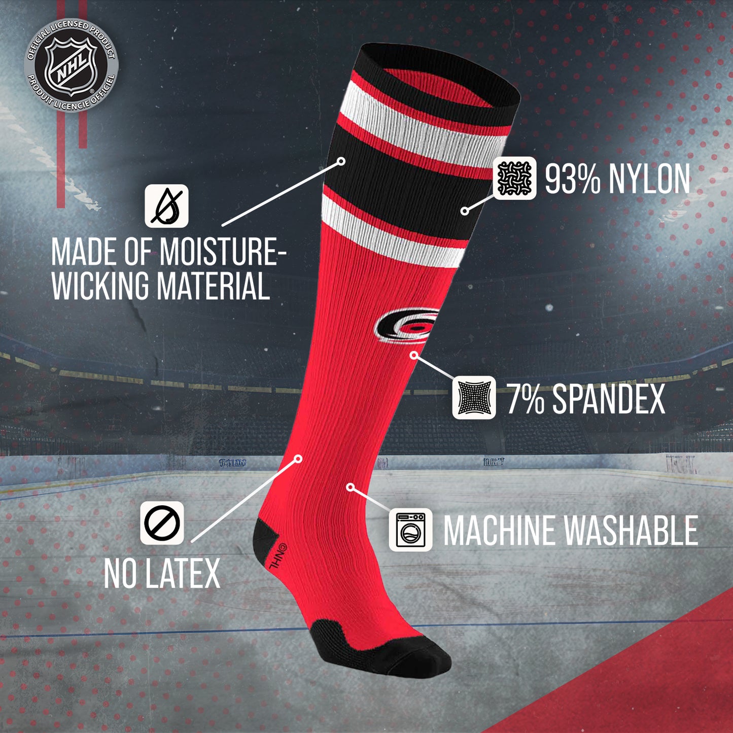 Carolina Hurricanes NHL Adult Knee High-Performance Socks - Red