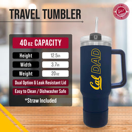 Cal Golden Bears Collegiate 40oz Stainless Steel Travel Tumbler with Handle for Dad - Navy