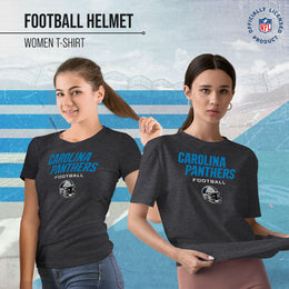Carolina Panthers Women's NFL Football Helmet Short Sleeve Tagless T-Shirt - Charcoal