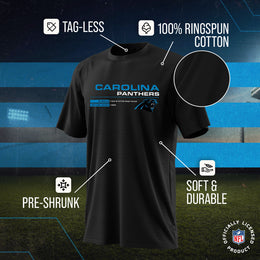 Carolina Panthers Adult NFL Speed Stat Sheet T-Shirt - Black
