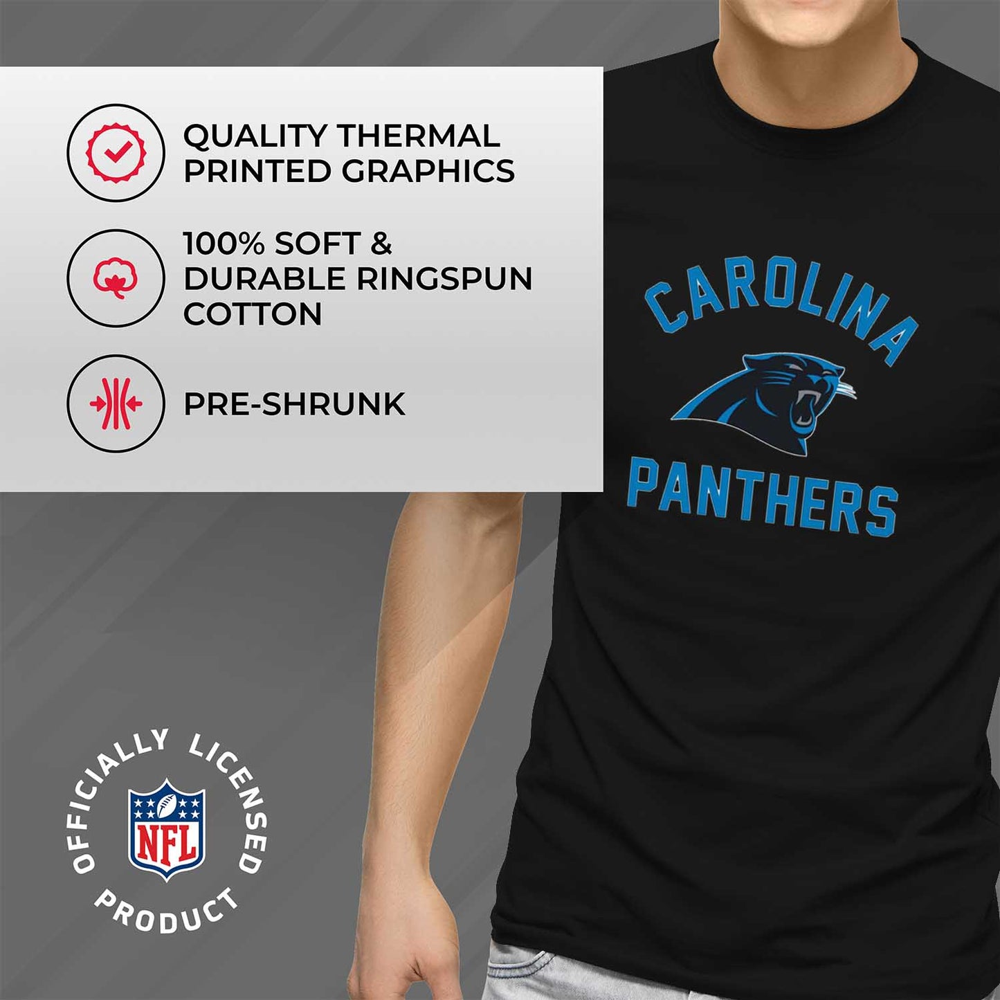 Carolina Panthers NFL Adult Gameday T-Shirt - Black