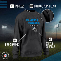 Carolina Panthers Women's NFL Football Helmet Charcoal Slouchy Crewneck -Tagless Lightweight Pullover - Charcoal