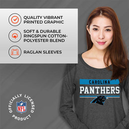Carolina Panthers NFL Womens Charcoal Crew Neck Football Apparel - Charcoal