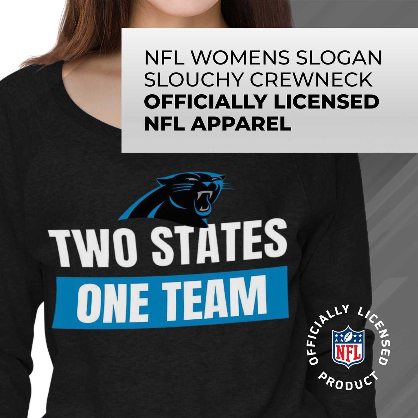 Carolina Panthers NFL Womens Plus Size Team Slogan Crew Neck - Black