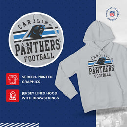 Carolina Panthers NFL Team Stripe Hooded Sweatshirt- Soft Pullover Sports Hoodie For Men & Women - Sport Gray