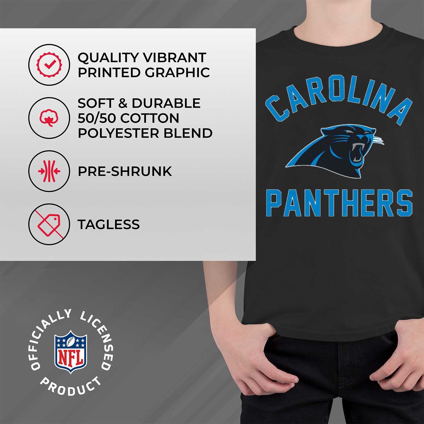 Carolina Panthers NFL Youth Gameday Football T-Shirt - Black