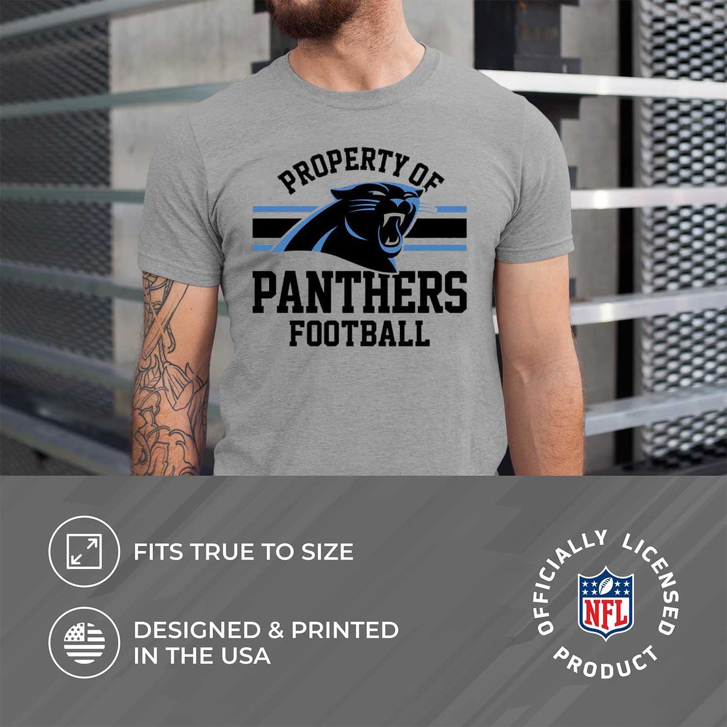 Carolina Panthers NFL Adult Property Of T-Shirt - Sport Gray